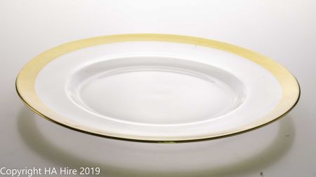 Gold Rimmed Glass Charger Plate (order on 10's)