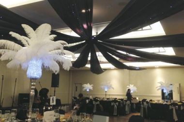 Black Ceiling Silks and Fairy Lights -only available with  wedding packages